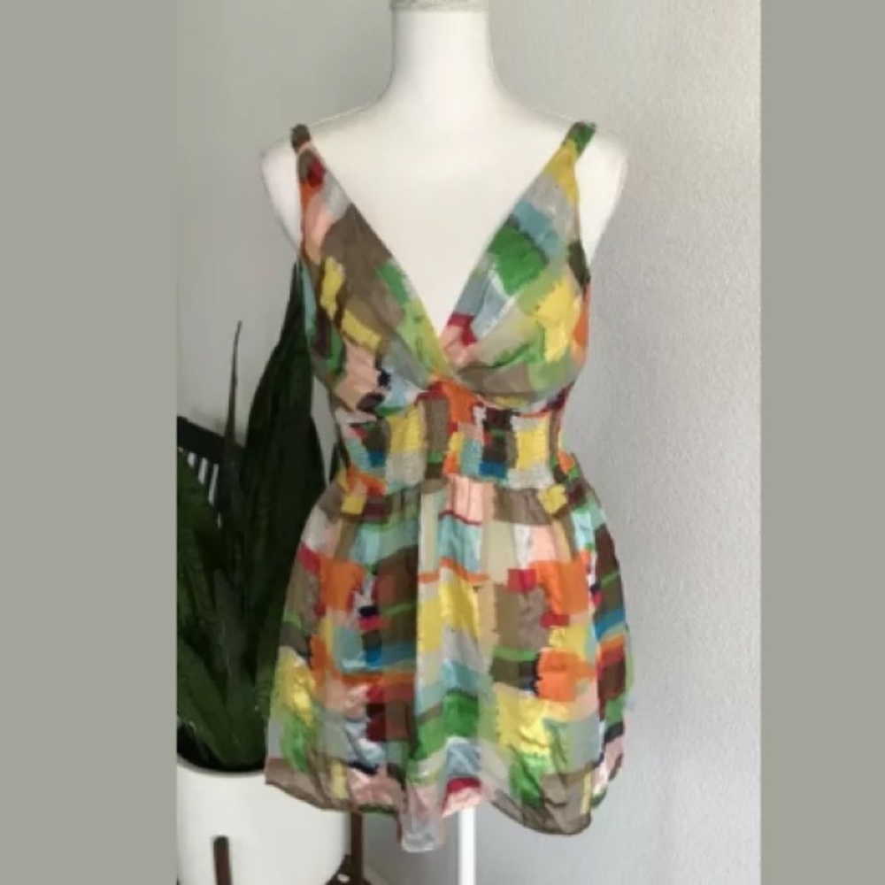 Anna Paul Silk Abstract Tunic Top Sz M
